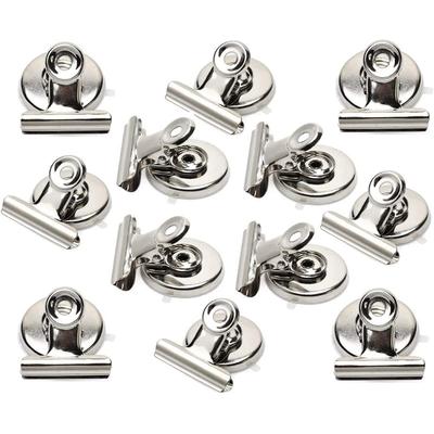 12PCS Stainless Steel Magnet Clips Scratch Free Refrigerator Safety Clip For Kitchen Office Organizing Decorating Fridge