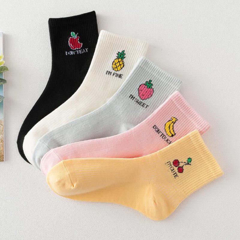 Colorful Crew Socks Cotton Knitting Fruit Funny Pattern Casual EMA