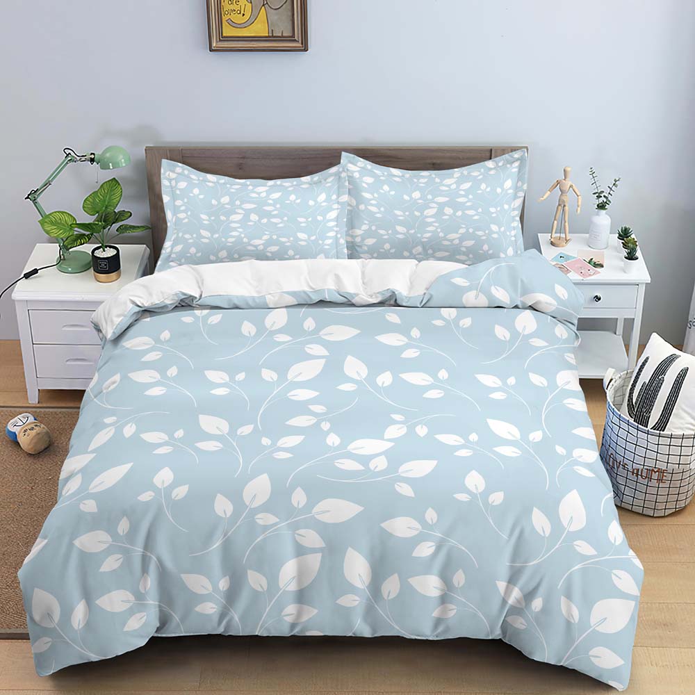 Flower Leaves Duvet Cover Set Fashion Pattern Print Polyester Comforter Covers with Pillow Case King Queen Twin Size Bedding Set