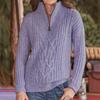 Modischer und eleganter einfarbiger Strickpullover mit halbem Reißverschluss, langen Ärmeln, vielseitig und in Übergröße