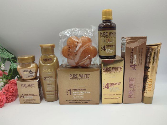 Savon, Sérum, Huile, Crème Visage - Pure White Gold - Lot De 5 Pcs - Sans Parabène - Mixte - Adulte