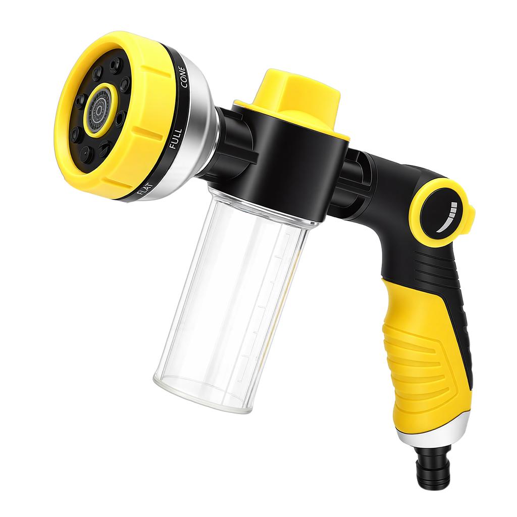 Car Wash Nozzle High Pressure 8 Adjustable Patterns Sprayer with Soap Dispenser Garden Hose Nozzle for Car Dog Washing