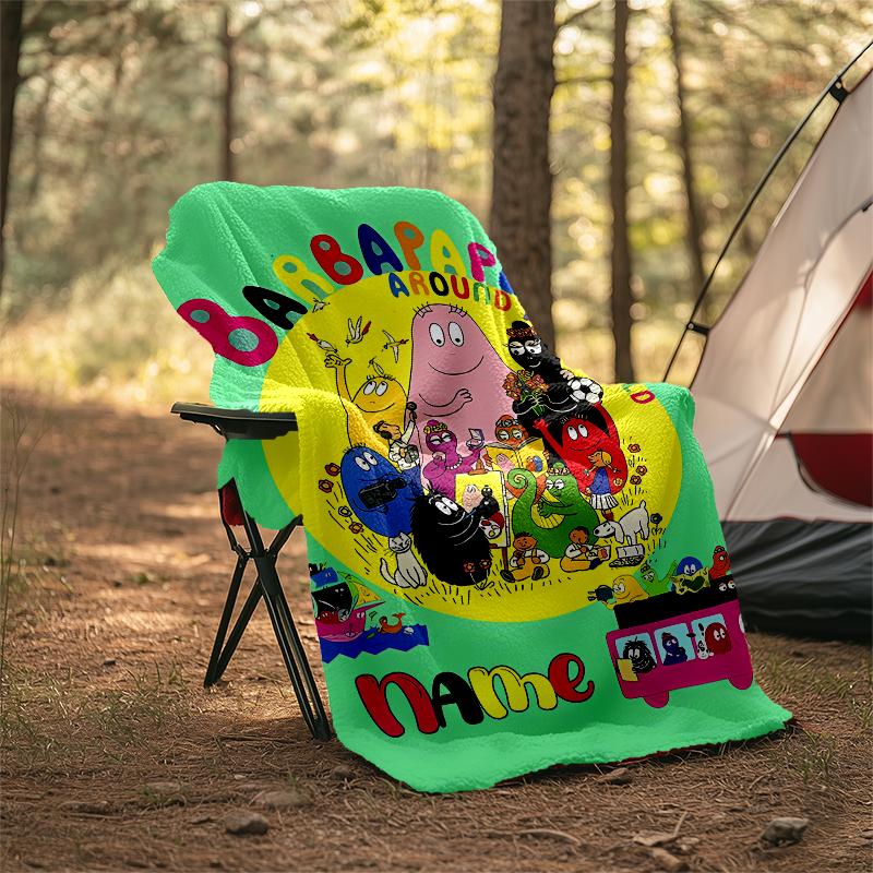 Personalized Custom Name Blanket - Barbapapa Print Design,Blanket for Sofa,Bed,Travel,Camping - Soft and Warm, Great Gift