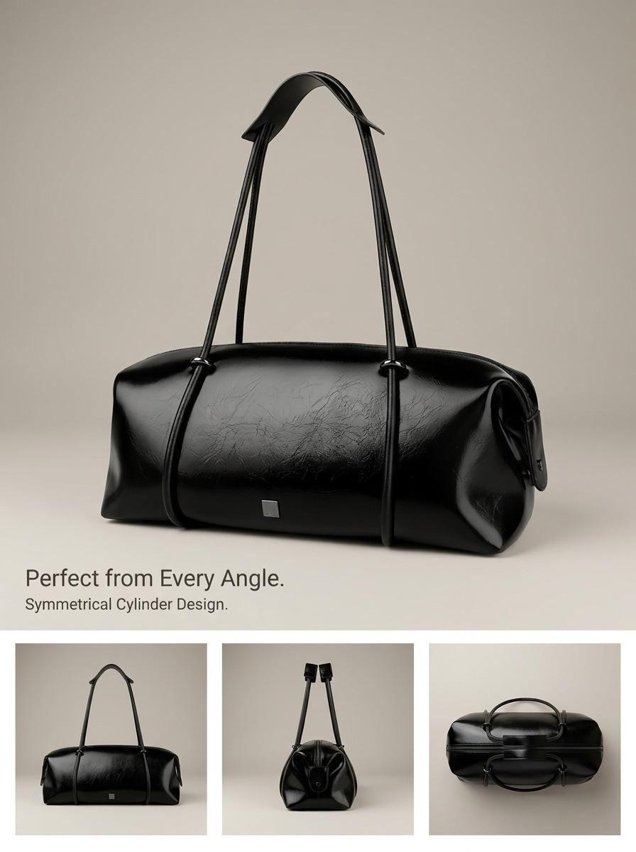 Women’s Tote Bag Large Capacity New Summer High-End Niche Texture Shoulder Bag Underarm Gym Bag чёрный