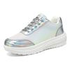 Women New Casual Silver Flat Sneakers Comfortable Walking Sneakers for Outdoor Everyday Shopping