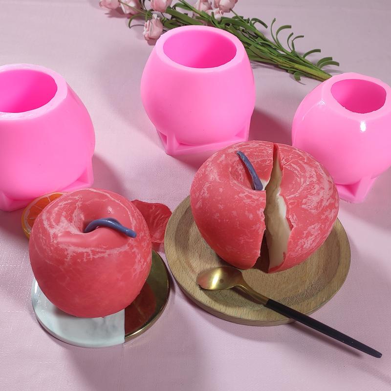 Silicone Mold Diy Aromatherapy Perfect Fit Christmas Plaster Mousse Cake Making Soap Form Candle Apple Durable Material