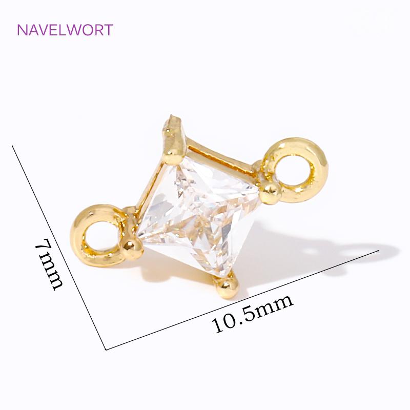 18K Gold Plated Charms Connector For Jewelry Making Supplies,Square Crystal Glass Charms,DIY Earring Bracelet Making Accessories
