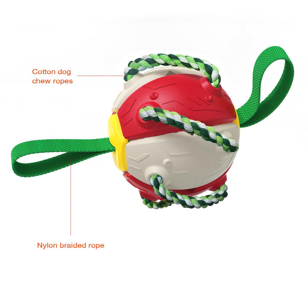 FPQ-01 Dot Saucer Ball Toy Pet Gift Interactive Flying Throwing Disc Ball with Ropes (BPA Free,CPC/FDA/RoHS Certified)