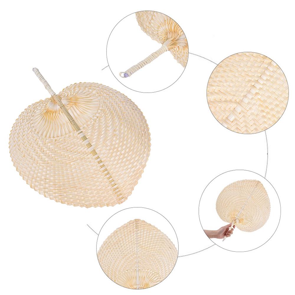 Style Heart Shaped Handmade DIY Woven Handheld Bamboo Fan Home Decoration Woven Fan Hand Fans