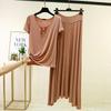 Damen Sommer Modal Schlafanzug Sets Übergröße M bis 6XL Krawattenhals Kurzarm T-Shirt und Kordelzug Hoher Bund Langer Rock Lässige Mode 2-teiliges Set