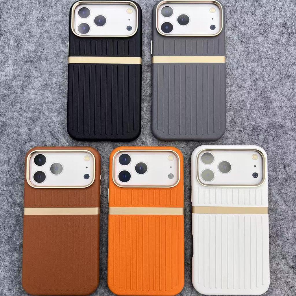 iPhone 17 Pro Max Leather Stripe Magnetic Anti-Fall Case