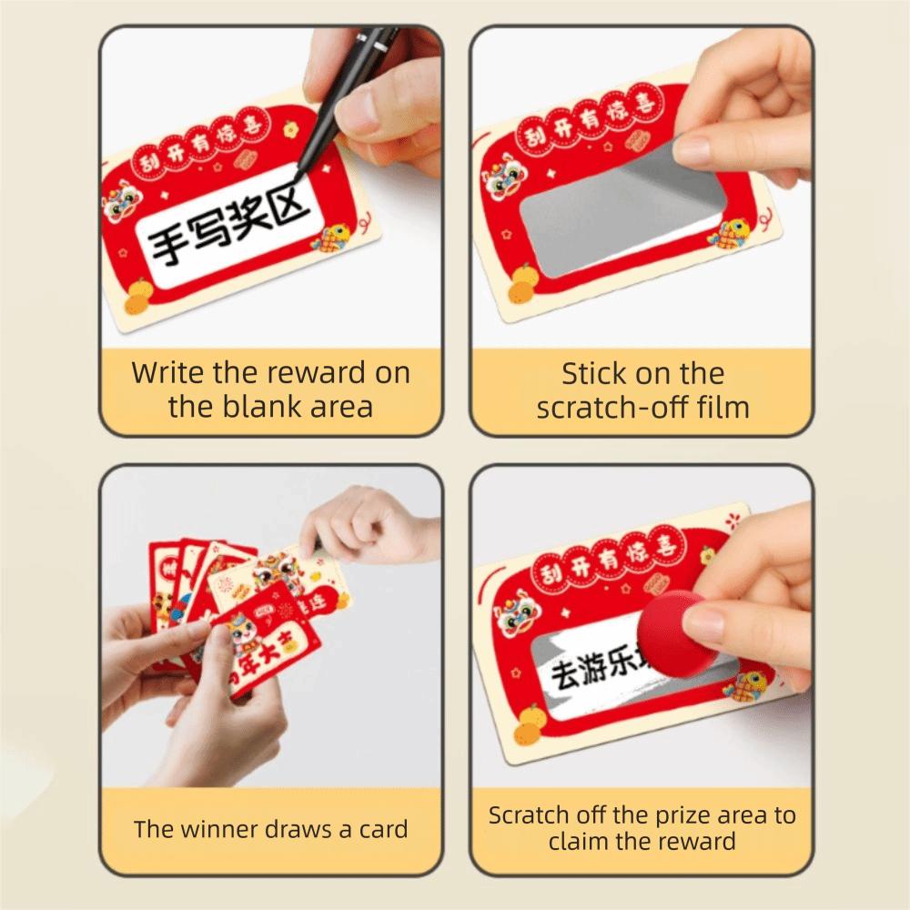 20pcs Zodiac Horse Vouchers Tickets Cartoon Surprise Lucky Cards Scratch-off Cards Decoration