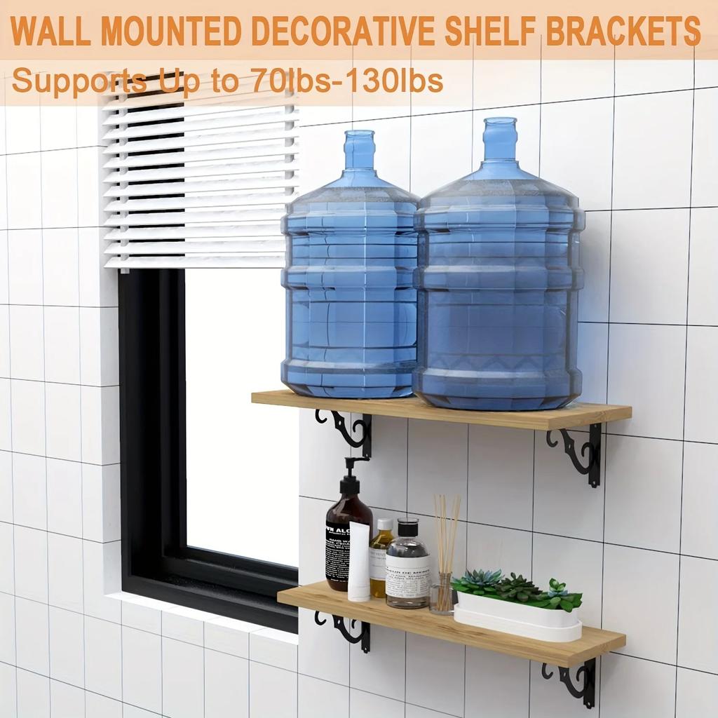 2 PCS Decorative 5 Inch Wall Mount Floating Shelf Bracket for Wall Storage Rack Wall Mounted Partition Load Bearing Support Brac