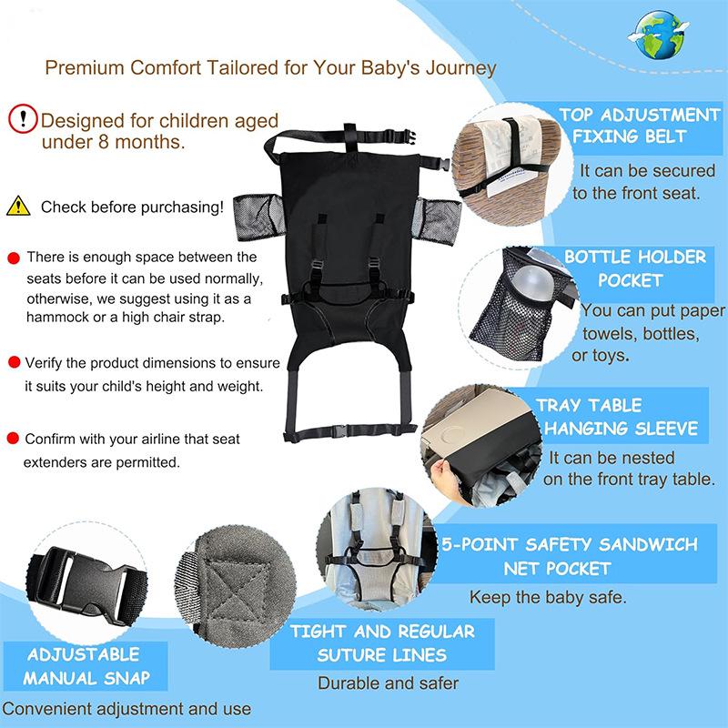 Składane łóżko podróżne dla dzieci do samolotu i podnóżek dla malucha