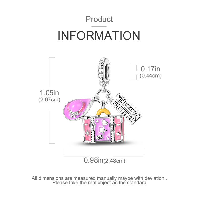 New 925 Sterling Silver Pink Series Scissors Dancing Skirt Buttons Pendant Love Beads Bags Charms Fit Bracelets DIY Jewelry Gift