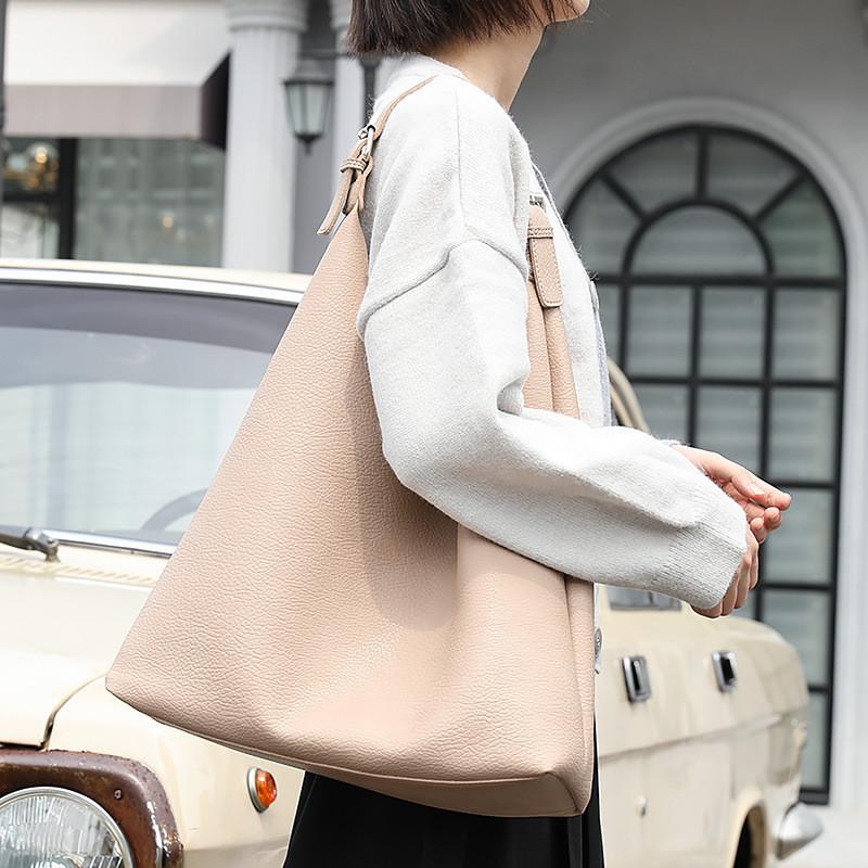 IELGY Korean version of simple lychee pattern handbag, casual pu leather mother bag, fashionable large-capacity shoulder women's bag