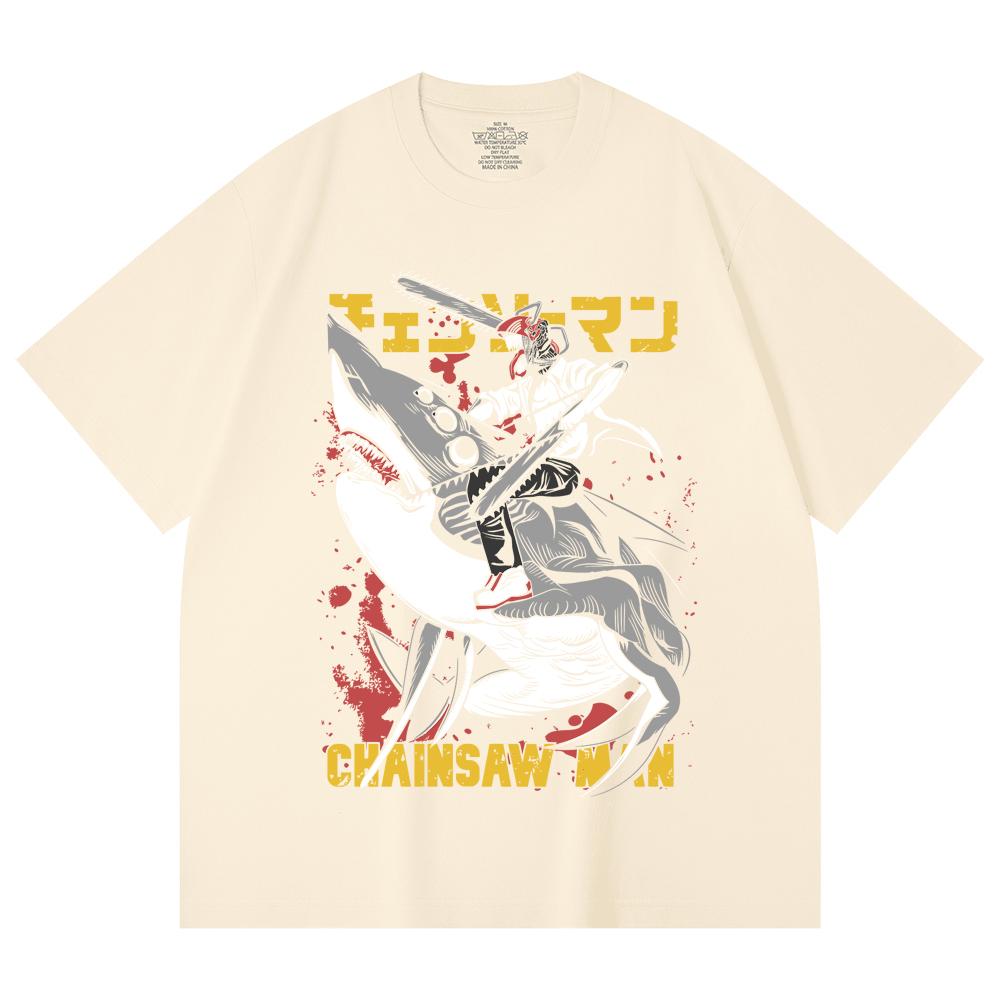 230 Gsm 100% Cotton Chainsaw Man V43 Denji Print Unisex Heavy Cotton T Shirt