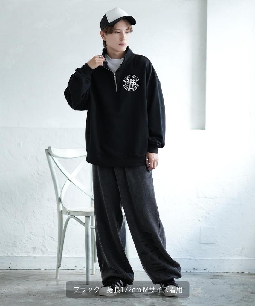 [IMPROVES] [SIDEWAYSTANCE] Thick Embroidered Circle Logo Fleece Half-Zip Sweatshirt