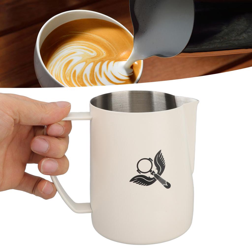 Frothing Cup Prevent Spilling 304 Stainless Steel Milk Frothing Pitcher with Handle for Coffee Making 600ml