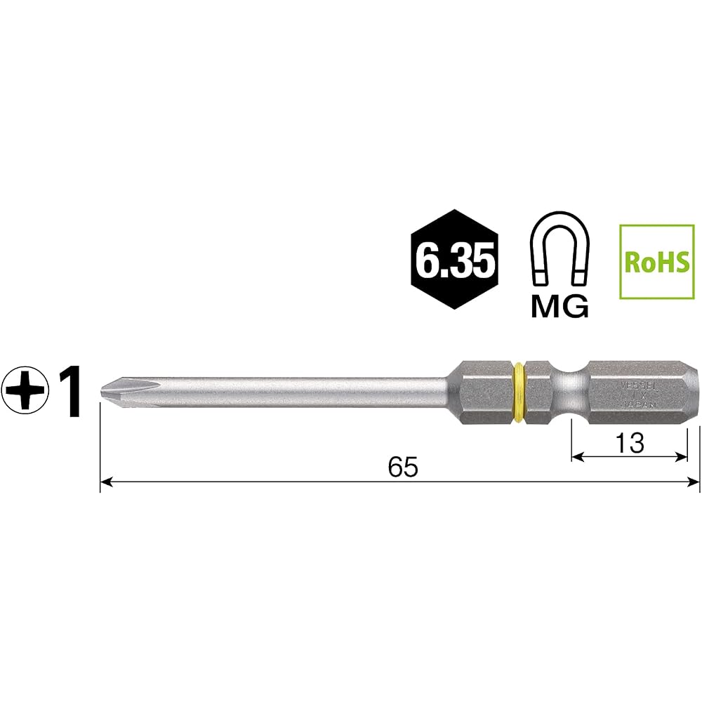 VESSEL (VESSEL) 40V Compatible Problem Solver Bit with Stepped Bits +1 x 65, Set of 2 DC161065