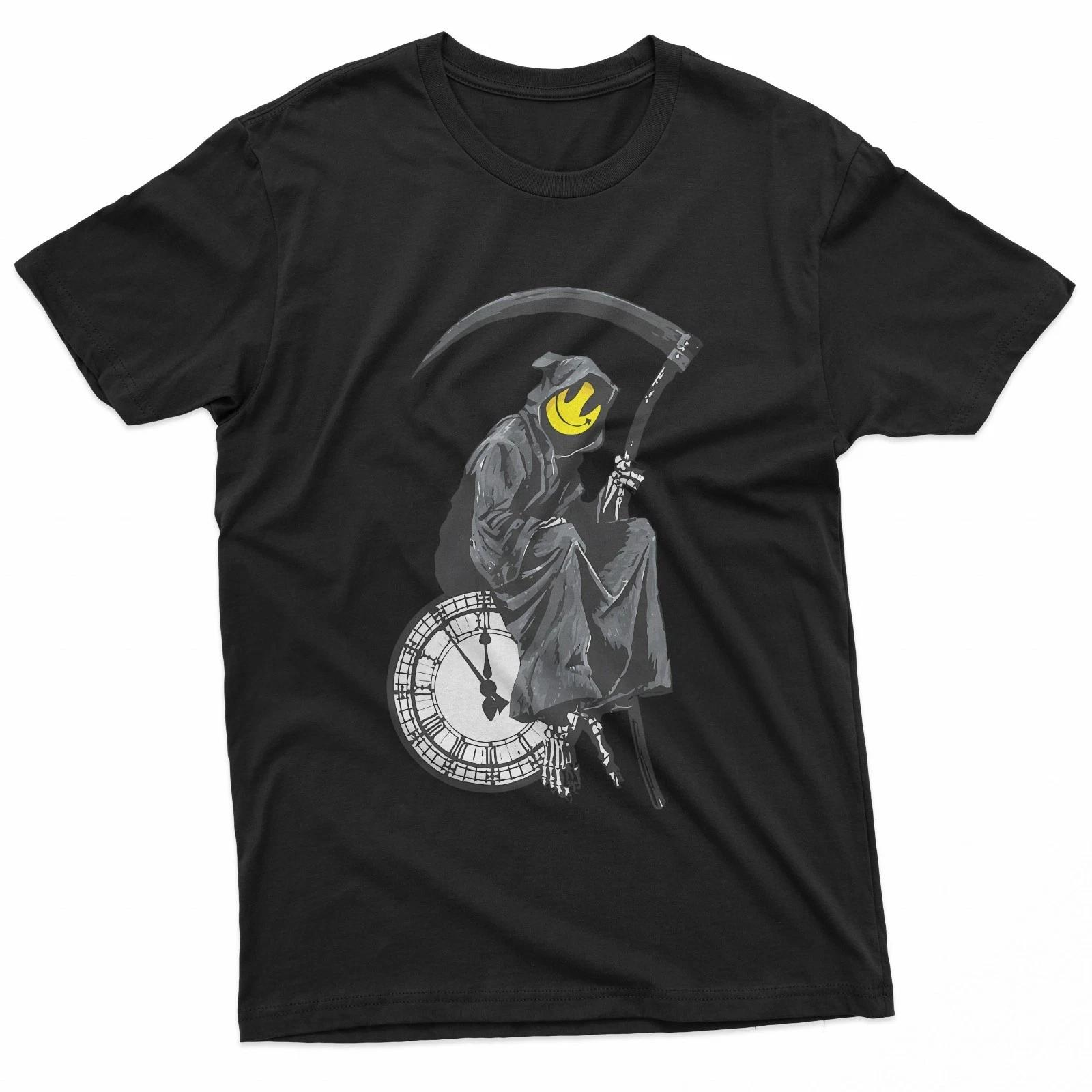 Футболка с изображением Жнеца, готическая уличная живопись, темная эстетика M