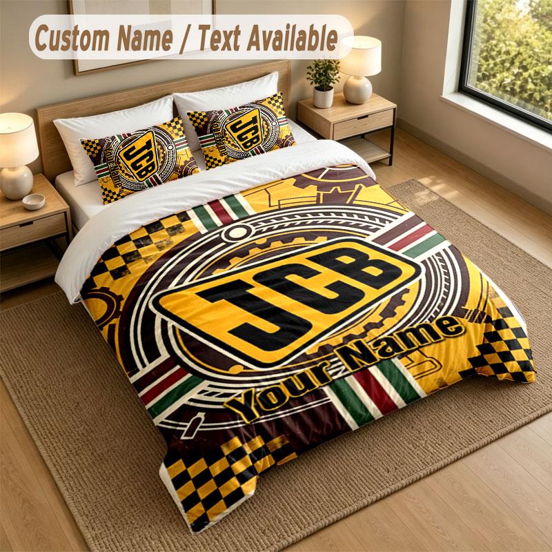 Bedding Set 1 Duvet Cover 2 Pillowcases JCB Print Soft Bed Linen Bedroom Decor
