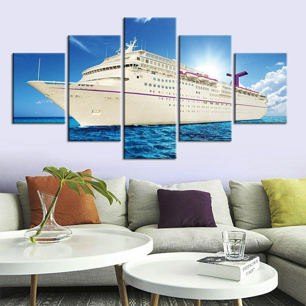 5Pcs Cruise Ship Liner Boat Sea 5 Pieces Pictures Canvas Paintings Art Poster HD Print Home Decor Room Decor Modern Abstract