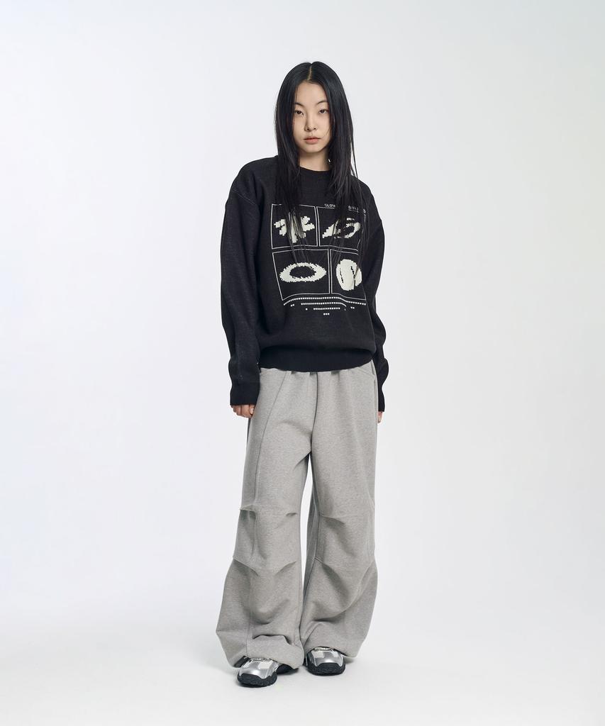 SLOW RECORD HOUSE Universe Logo Knit_Black