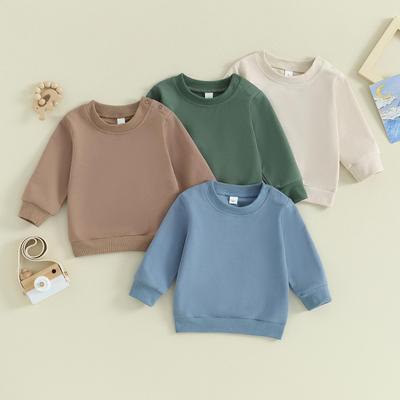Sweat-shirt à manches longues et col rond pour bébé garçon, pull de couleur unie, haut d'automne, 6M, 12M, 18M, 24M, 3 ans