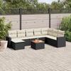 9-teiliges Gartensofa-Set mit Kissen Schwarzes Poly-Rattan