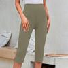 Women's Fashionable Solid Color High Waist Slimming Casual Elastic Waist Bottom Cropped Pants