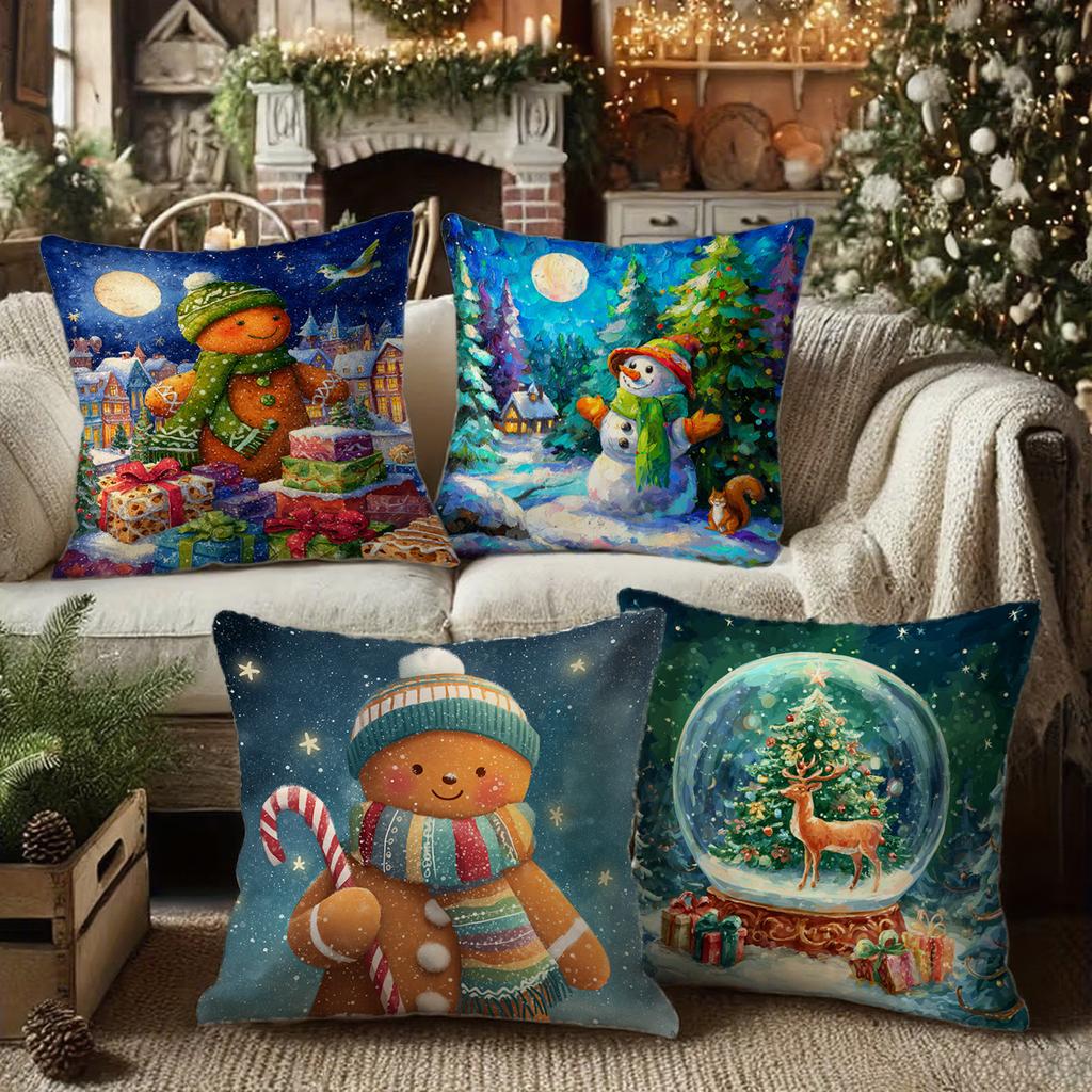 Weihnachtliche Kissenhülle mit LebkuchenmannGeeignet für Sofa Auto Schlafzimmer dekorativer Kissenbezug Kissenbezug
