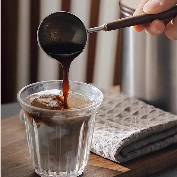 Wooden Handle Stainless Steel Coffee Scoop Tablespoon Measuring Spoon Wood Long Handle Coffee Spoons