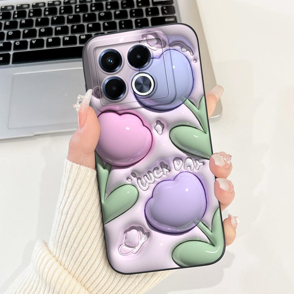 For Infinix Note 40 5G Case Cartoon Rabbit Flower Anti Slip Bumper Soft Silicone Cover For Infinix Note40 X6852 X6851 Phone Case