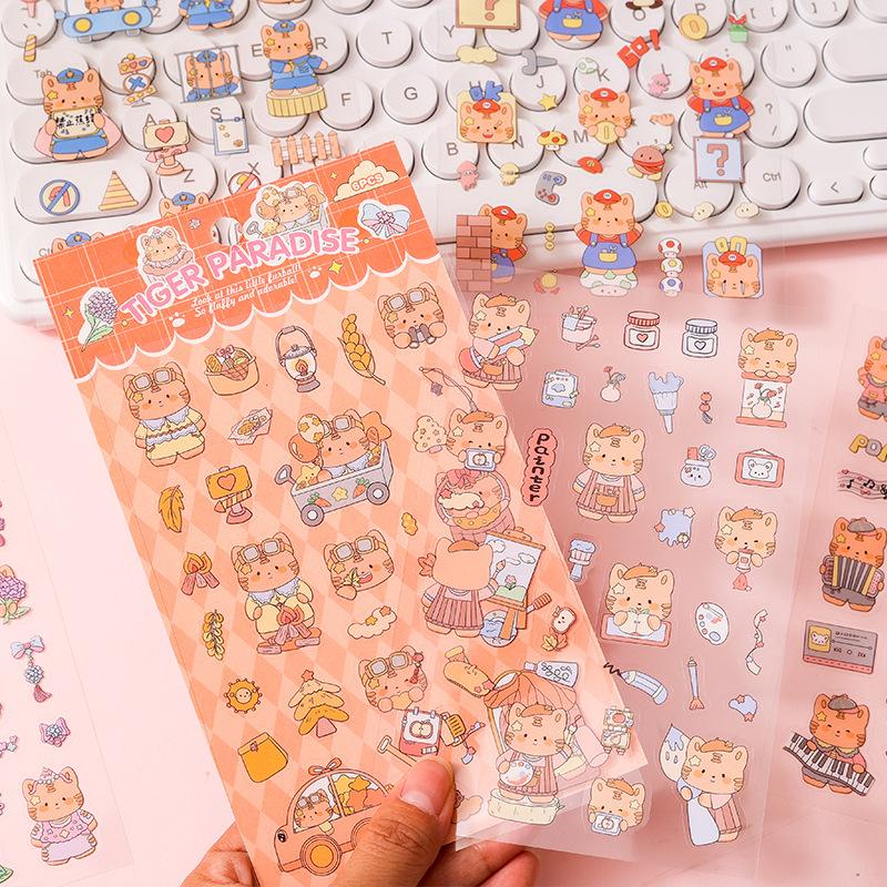 6 Sheets Kawaii Cartoon Animal Stickers pack Creativity Adhesive Diy Decorative Diary Scrapbooking Junk Journal Supplies