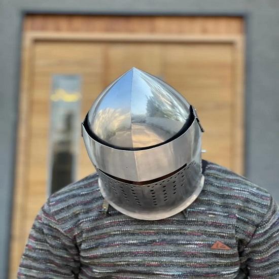 Medieval Close Visor Knight Helmet 18 Gauge Steel Viking Armor LARP Cosplay