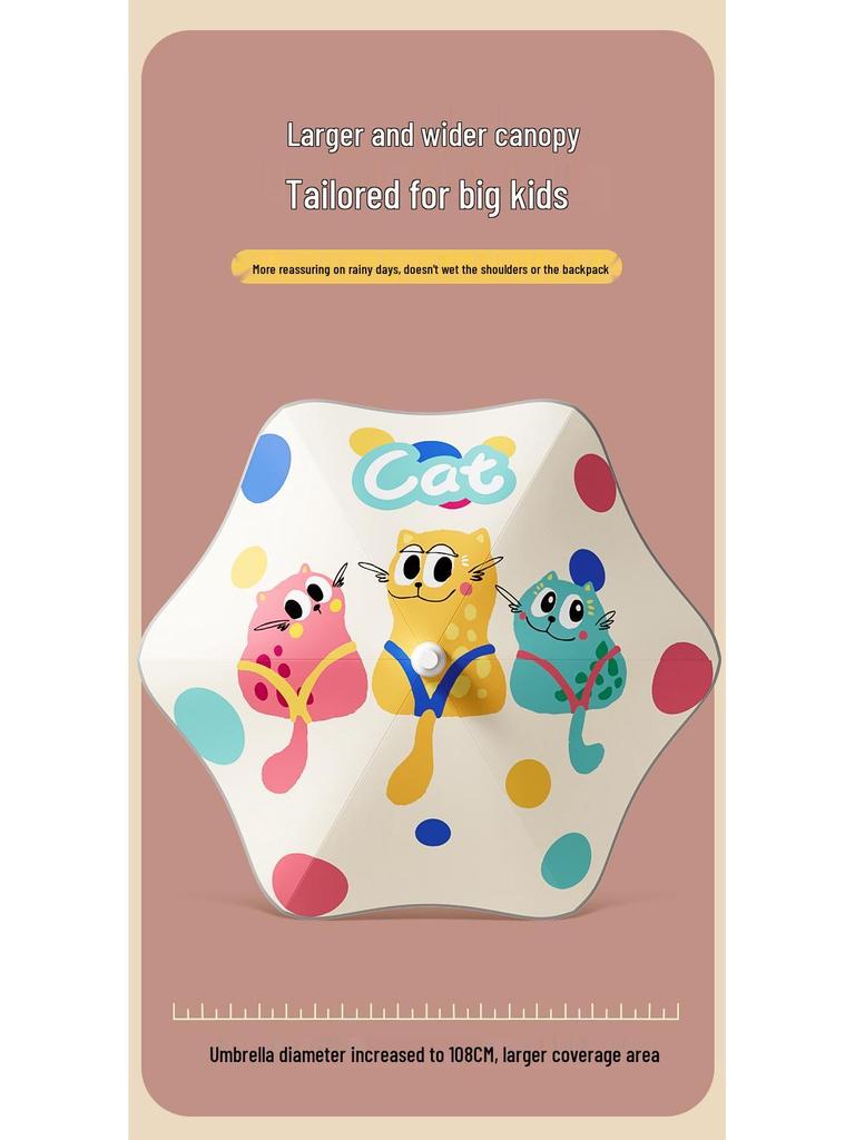 Children's UV Protection Umbrella: Long Handle, Rain or Shine, Reinforced & Enlarged for Elementary Students, Boys & Girls