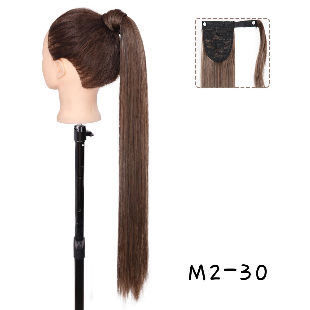 MERISIHAIR Women Long Deep Wavy Warp Around Ponytail Synthetic Fiber Long Brown Wavy Ponytail Hair Extensions Daily Wear