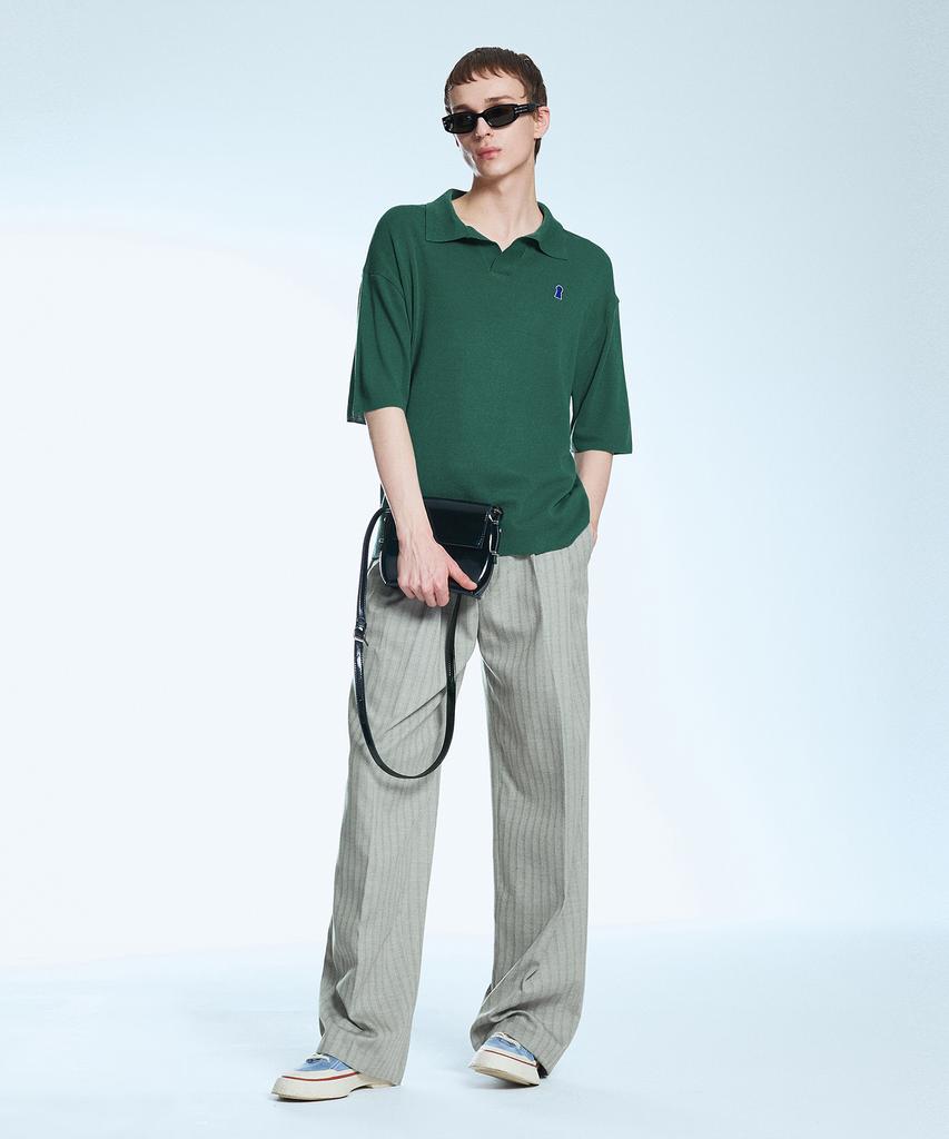 Sekeonmonollogeu Keyhole Collar Short Sleeve Summer Knit Jade Green Sekt005J.Green