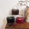 Glossy Patent Leather Small Square Bag, Versatile Letter Single Shoulder Messenger Bag, Niche Fashion and High-end Box Bag.