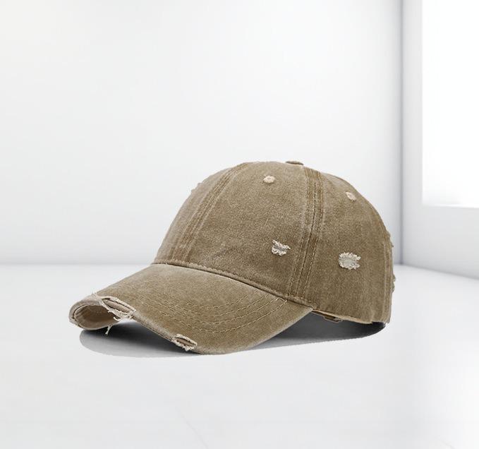 12-Color Distressed Pure Cotton Baseball Cap - Outdoor Versatile Plain Design