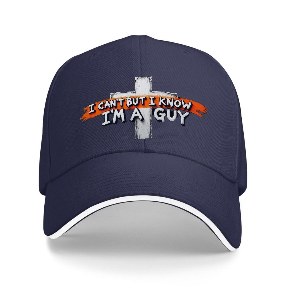 Mens and Womens BlackWhite Graffiti Street Art Baseball Cap with I Cant But I Know Im a Man Christian Faith Design and