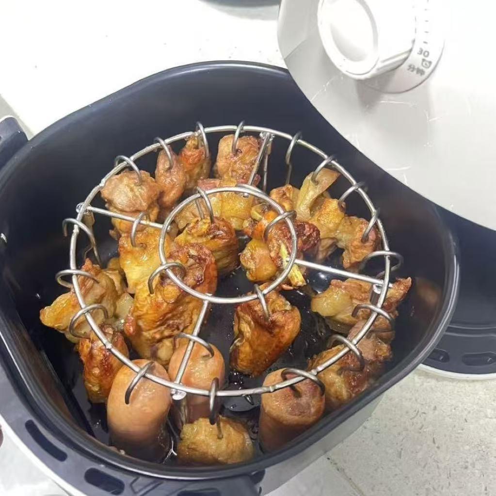 304 Stainless Steel Multifunctional Air Fryer and Skewer Rack for Kitchen and Outdoor Grilling