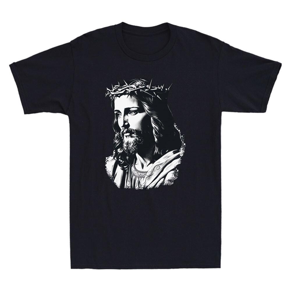 Jesus With Christ Crowns Of Thorns Funny Christian Gifts Vintage Men T-shirt XXL