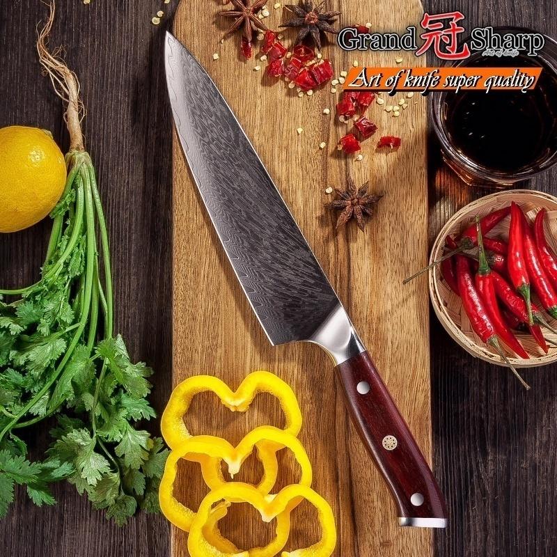 7.5'' Damascus Kitchen Knife 67 Layers VG10 Japanese Damascus Knives High Carbon Kitchen Chef Knife