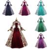 Sleeved Printed Long Court Evening Dress Large Trumpet Sleeves Stage Costume