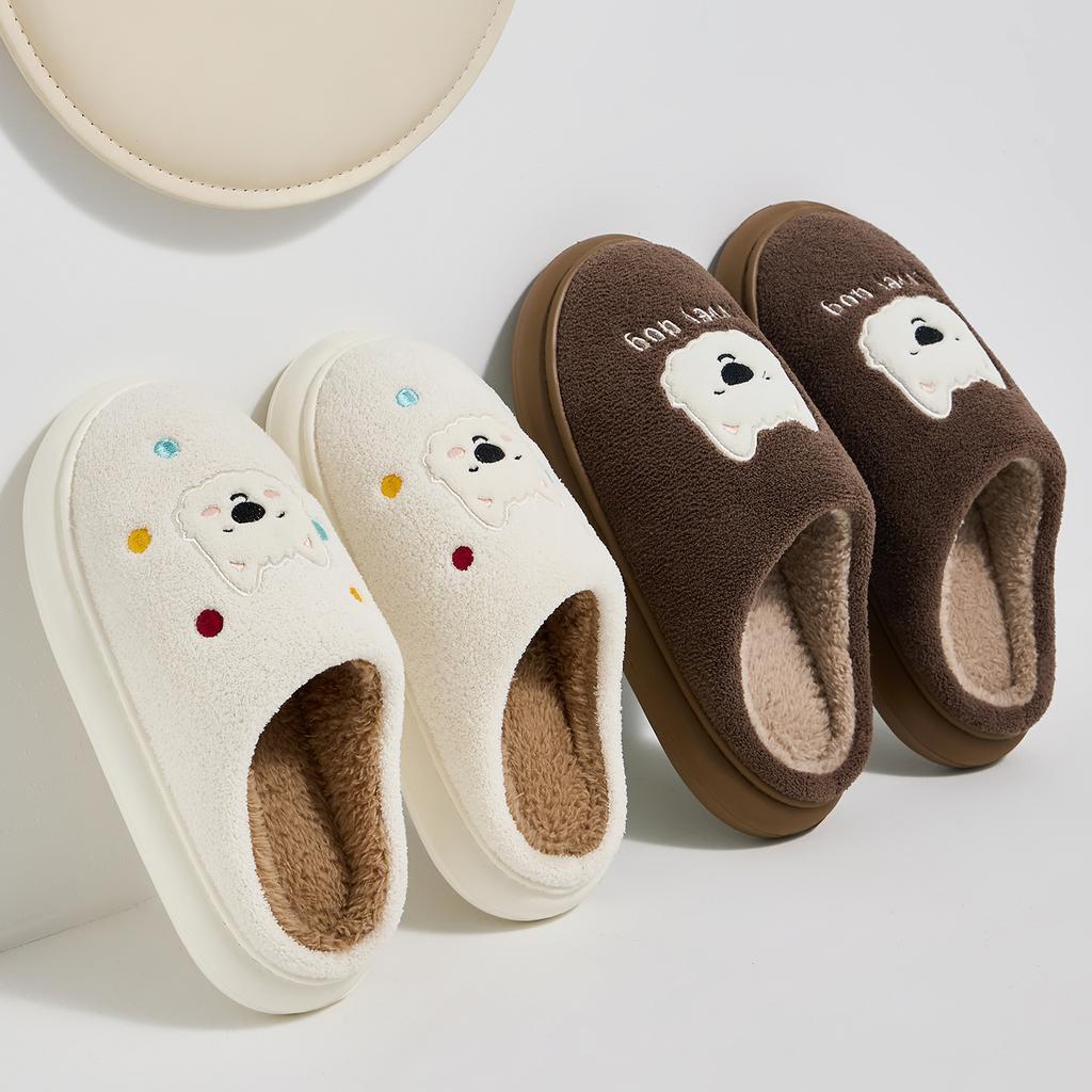Winter Women Home Slippers Plush Warm Thick Bottom Slides Breathable Soft Non-slip Slippers Indoor Outdoor Men Casual Slippers