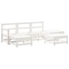 VidaXL Salon de Jardin 6 pcs, Canapés avec Repose-pied, Ensemble de Meubles avec Table Basse Patio Terrasse, Rustique, Blanc 3186537