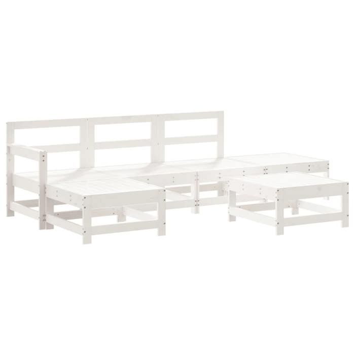 VidaXL Salon de Jardin 6 pcs, Canapés avec Repose-pied, Ensemble de Meubles avec Table Basse Patio Terrasse, Rustique, Blanc 3186537