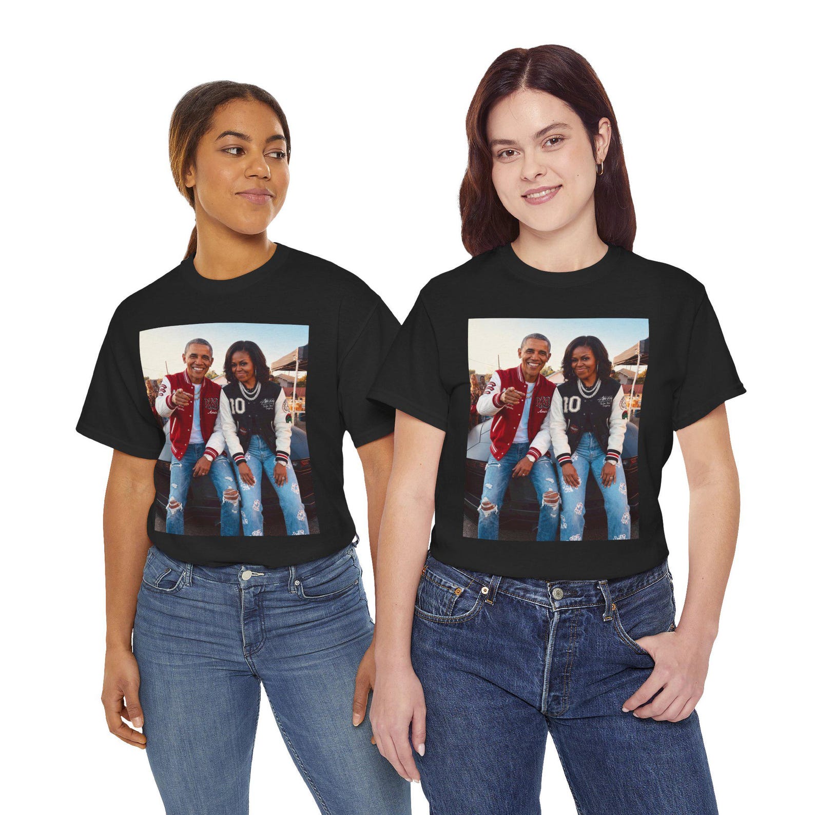 Barack and Michelle Obama Portrait Tee | Modern History Cotton Shirt XL